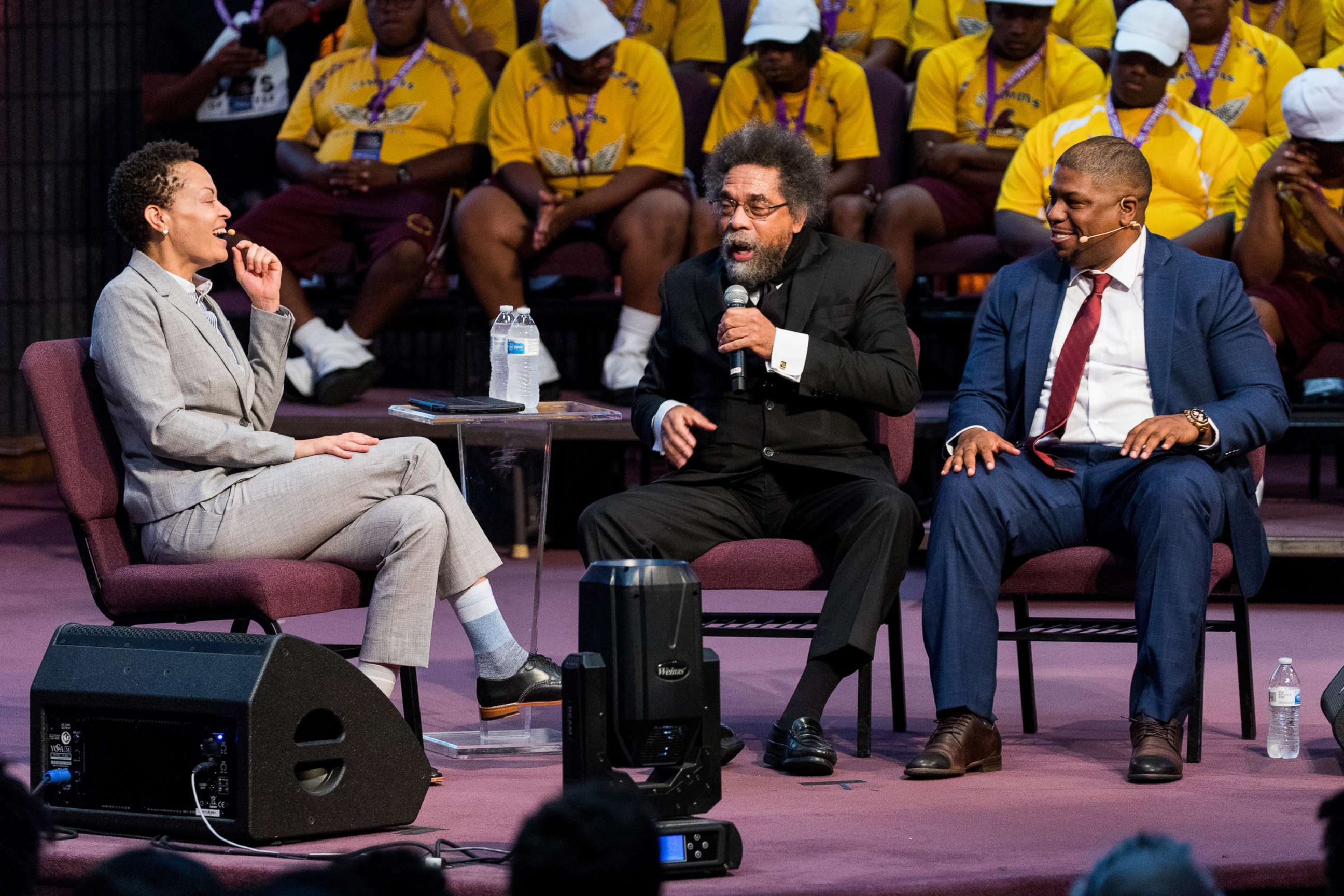 PHOTO: Yvette Carnell, Cornel West and Antonio Moore are shown at the Inagural ADOS Conference at St. Stephen Church, in Louisville, Ky., Oct. 4, 2019.