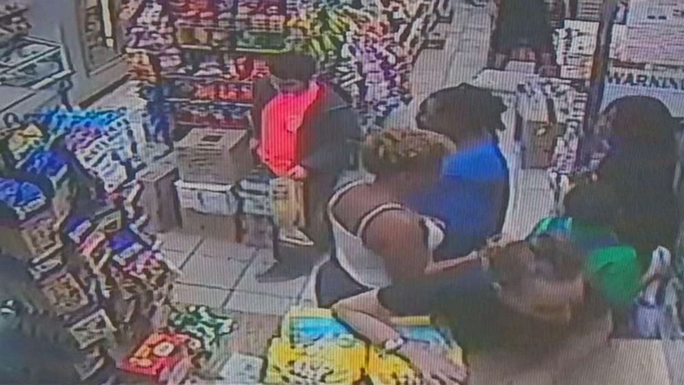 PHOTO: Surveillance video captures the moment 9-year-old Jeremiah Harvey passing by  Teresa Klein in a bodega in Flatbush, Brooklyn, Oct. 16, 2018.