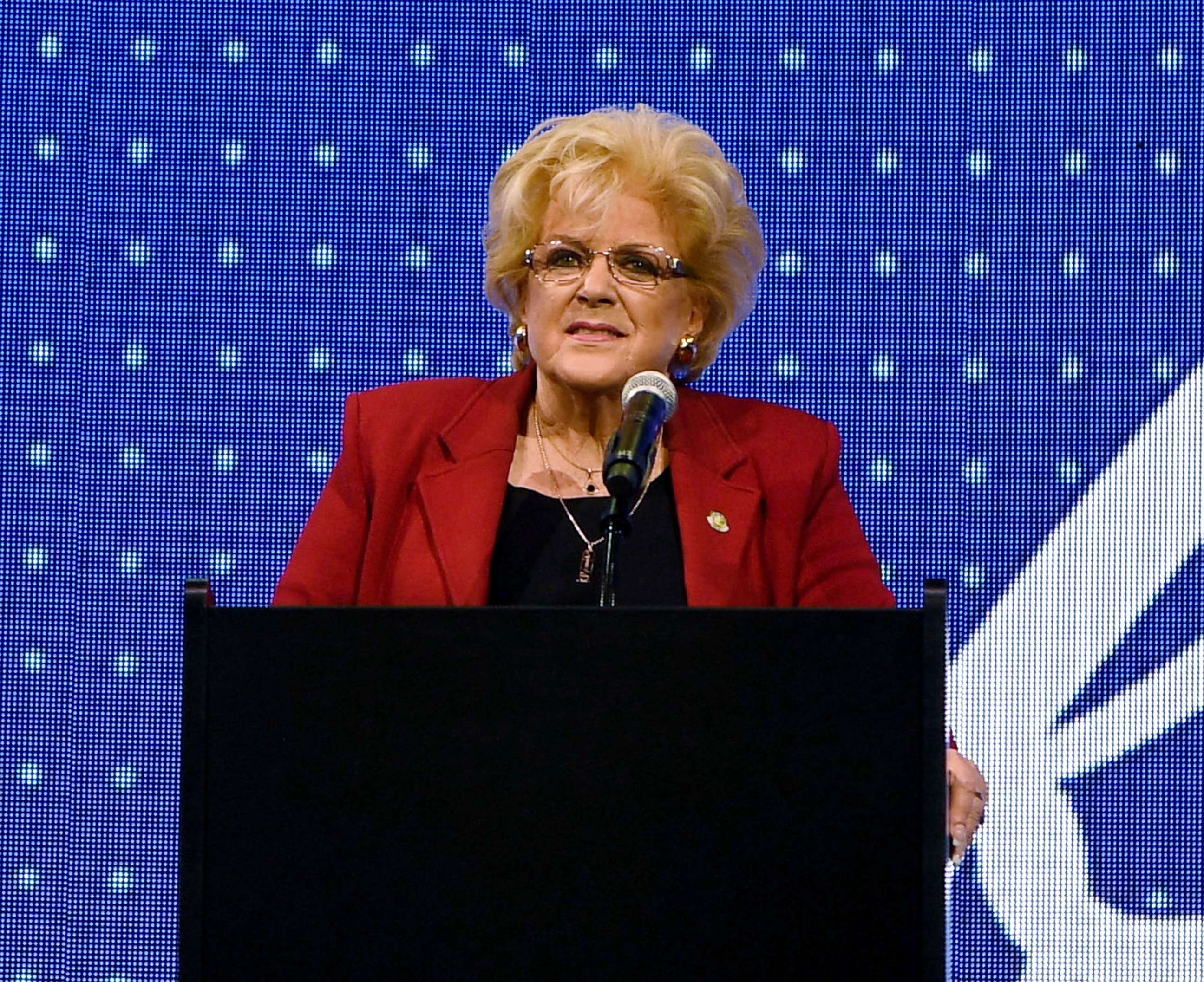 PHOTO: Las Vegas Mayor Carolyn Goodman speaks during the debut of Circa Resort & Casino in Las Vegas, Jan. 10, 2019.