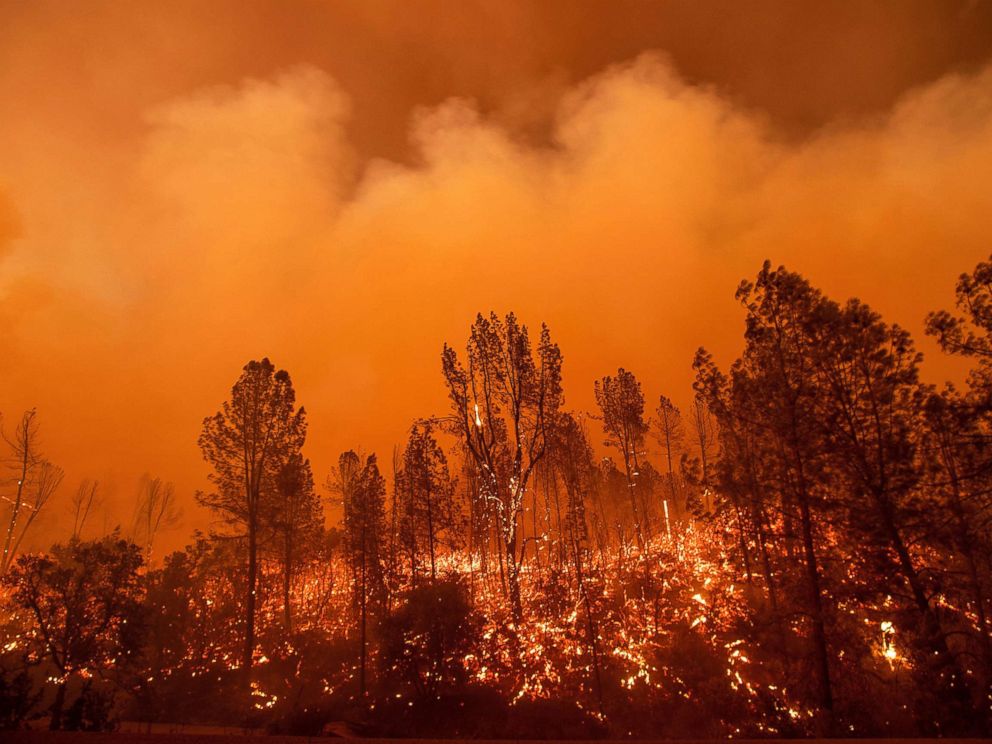 PHOTO: The Carr Fire burns along Highway 299 in Redding, Calif., July 26, 2018.