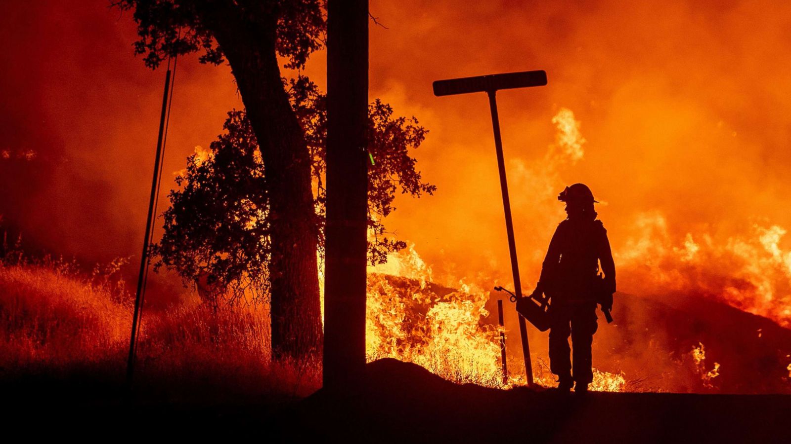 PHOTO: A firefighter lights backfires during the Carr fire in Redding, Calif., July 27, 2018.