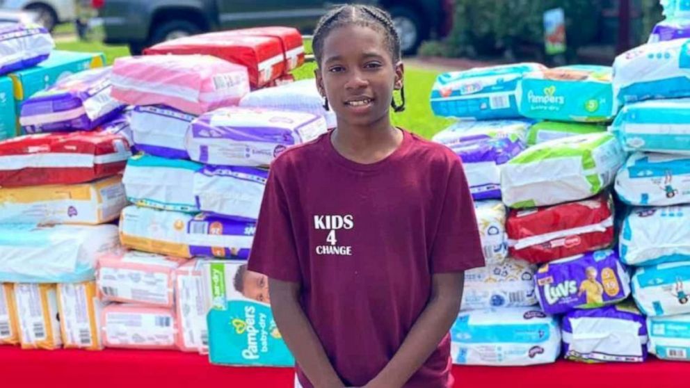 11-year-old donates over 22,000 diapers to single moms through