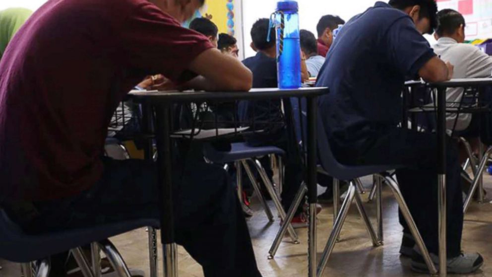 An undated photo released by the Department of Health and Human Services shows a classroom inside a facility that houses unaccompanied migrant children crossing the U.S. border from Mexico at Casa San Diego in El Cajon, outside San Diego, Calif.