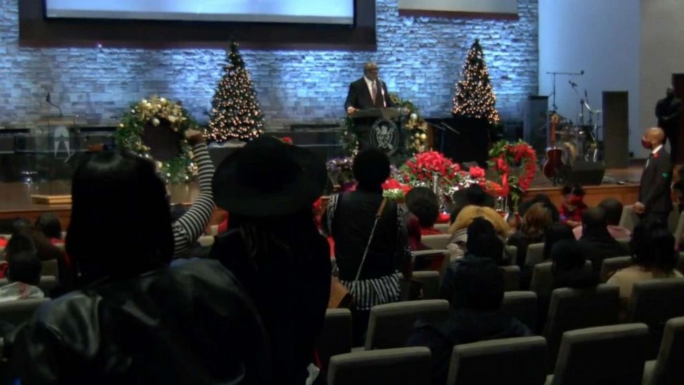PHOTO: In a screen grab from a live streamed video, the funeral for Casey Goodson takes place.