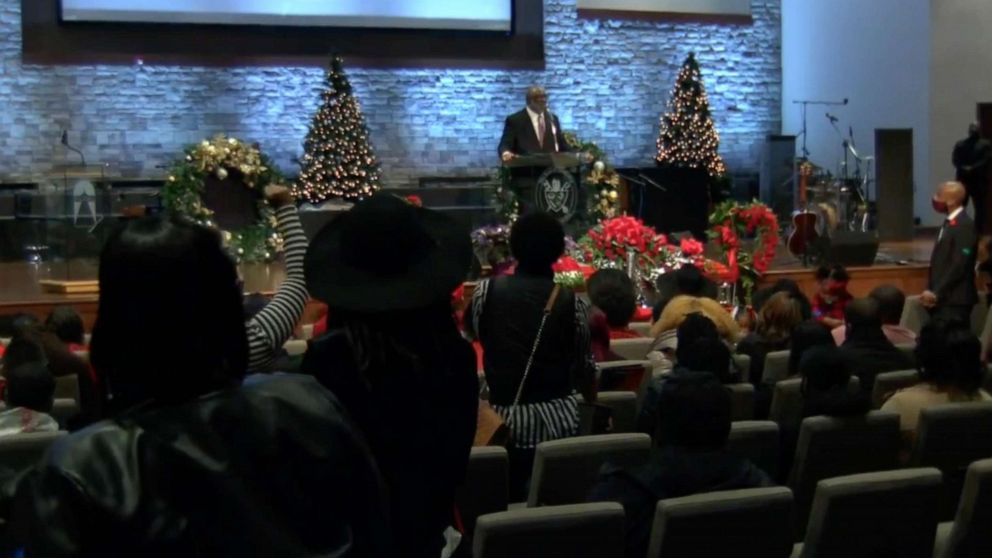 PHOTO: In a screen grab from a live streamed video, the funeral for Casey Goodson takes place.