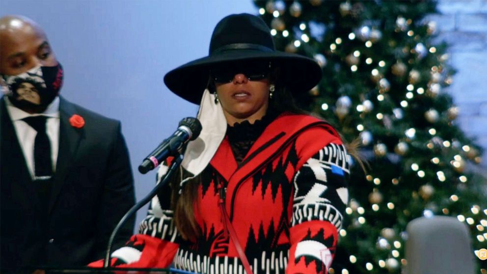 PHOTO: Tamala Payne addresses mourners on Dec. 23, 2020, at the funeral of her 23-year-old son, Casey Goodson Jr., who was shot by a Franklin County sheriff's deputy on Dec. 4.