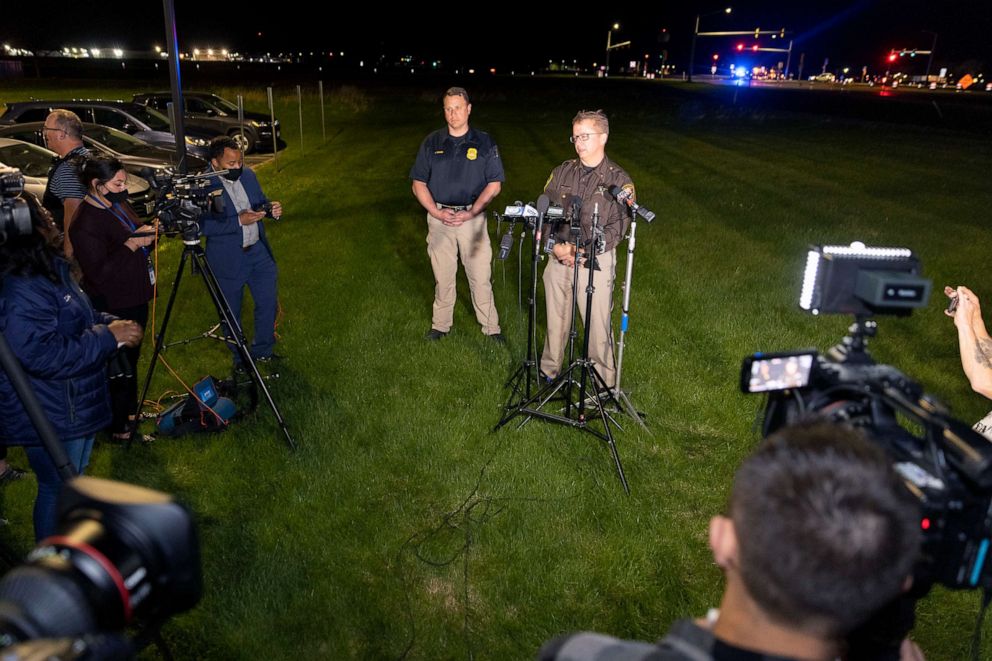 PHOTO: LLt. Kevin Pawlak of the Brown County Sheriff's Office talks to the media about a shooting incident with multiple fatalities at the Oneida Casino near Green Bay, Wis., on May 1, 2021.