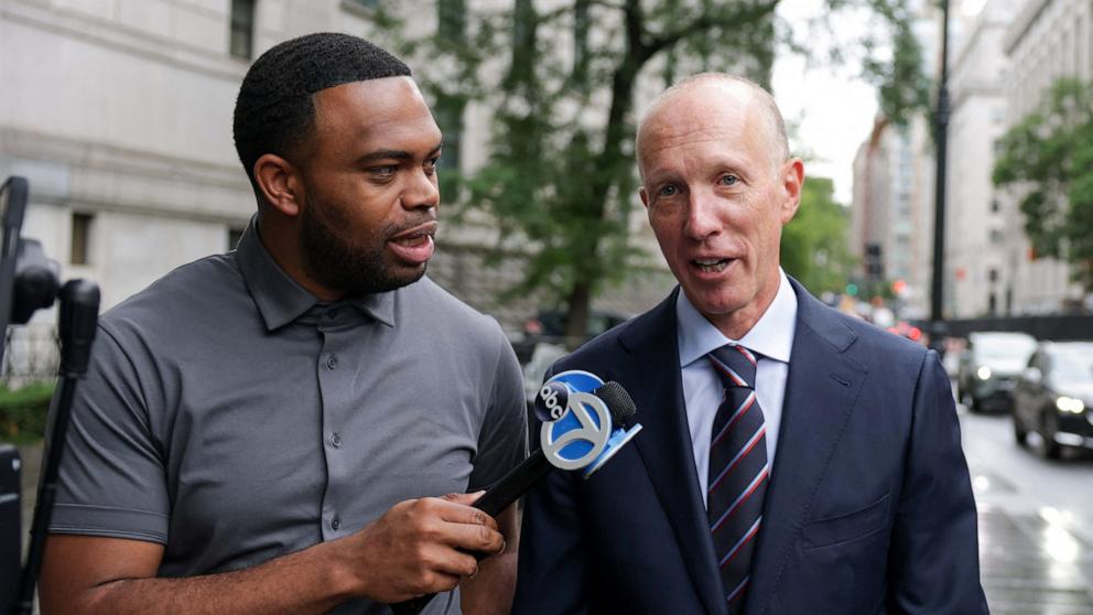 PHOTO: Douglas Wigdor, attorney for Cassie Ventura, speaks to the media outside the court, as the jury continues deliberations in the Sean "Diddy" Combs sex trafficking and racketeering conspiracy trial at U.S. federal court in New York, July 2, 2025. 