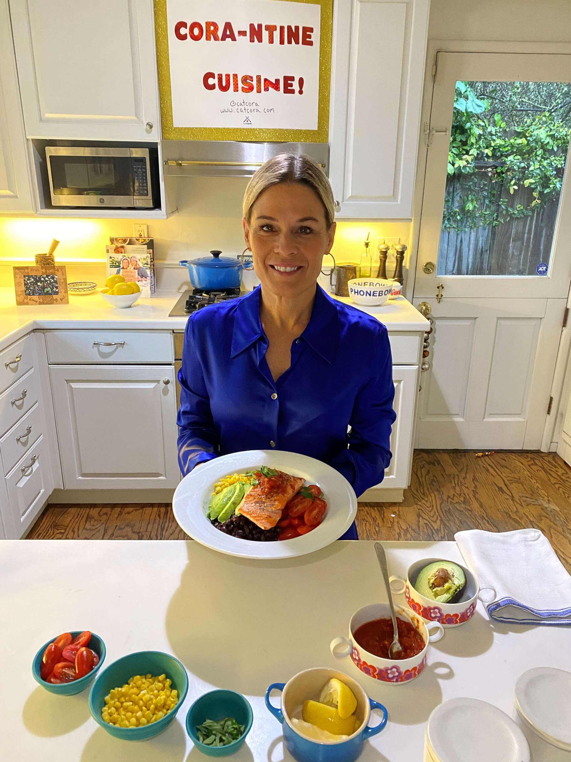 PHOTO: Chef Cat Cora with her black bean and salmon protein bowl.