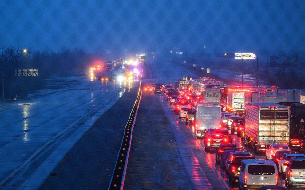 PHOTO: Interstate 10 is shut down in both directions due to flooding on the roadway as tropical storm Hilary makes landfall in Cathedral City, California on August, 20, 2023.