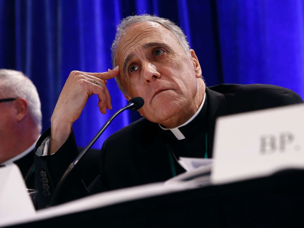 PHOTO: Cardinal Daniel DiNardo, president of the United States Conference of Catholic Bishops, listens to a reporters question during a news conference during the USCCBs annual fall meeting, Nov. 12, 2018, in Baltimore.