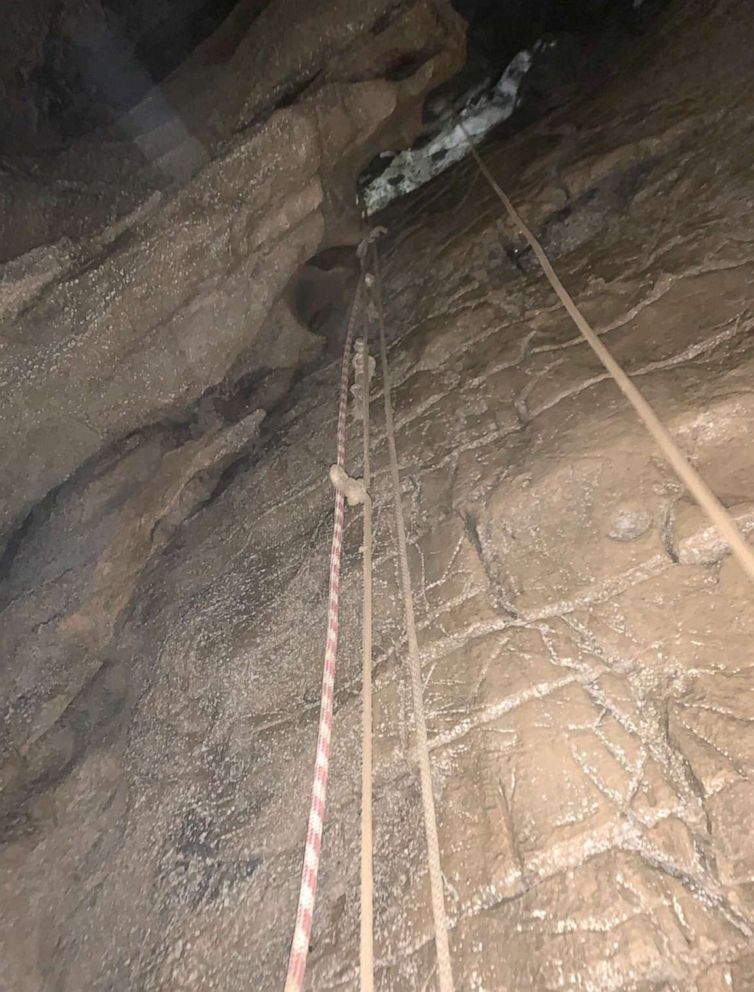 PHOTO: Rainy weather made conditions terrible inside this cave in Cleveland, Virginia, where six men found themselves stuck Saturday night, April 27, 2019.