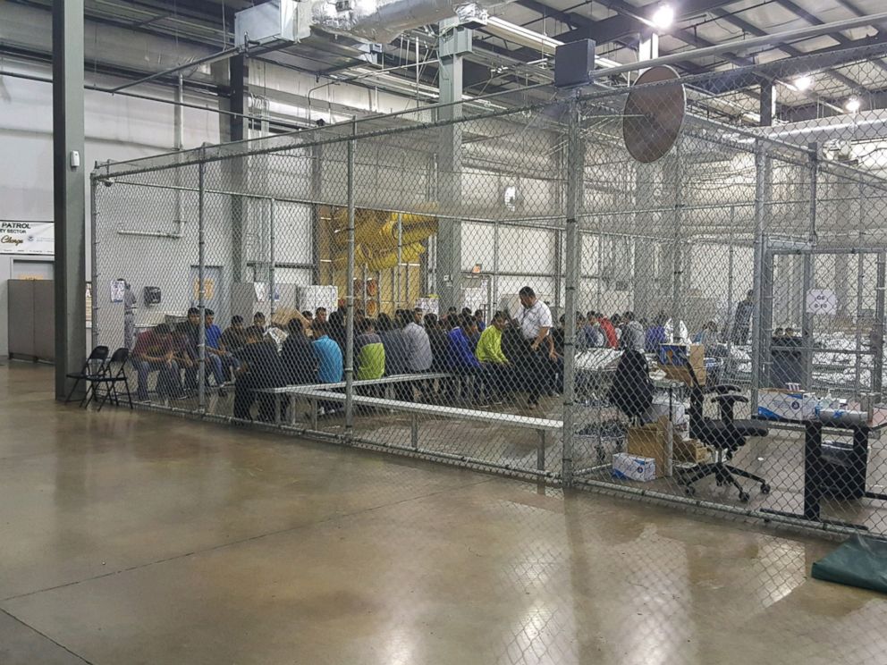 PHOTO: People sit in a cell at the U.S. Customs and Border Protection agencys Rio Grande Valley Centralized Processing Center in McAllen, Texas, June 17, 2018.