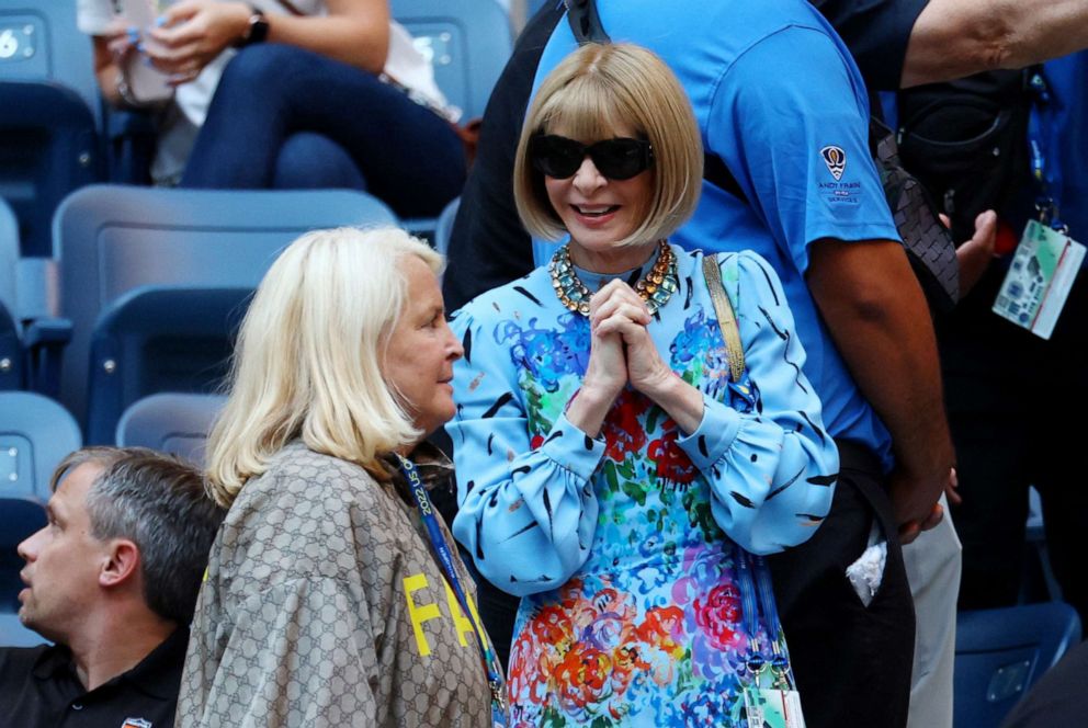 PHOTO: Editor Anna Wintour attends the second round match between Serena Williams of the U.S. and Estonia's Anett Kontaveit during the U.S. Open, in New York, Aug. 31, 2022.