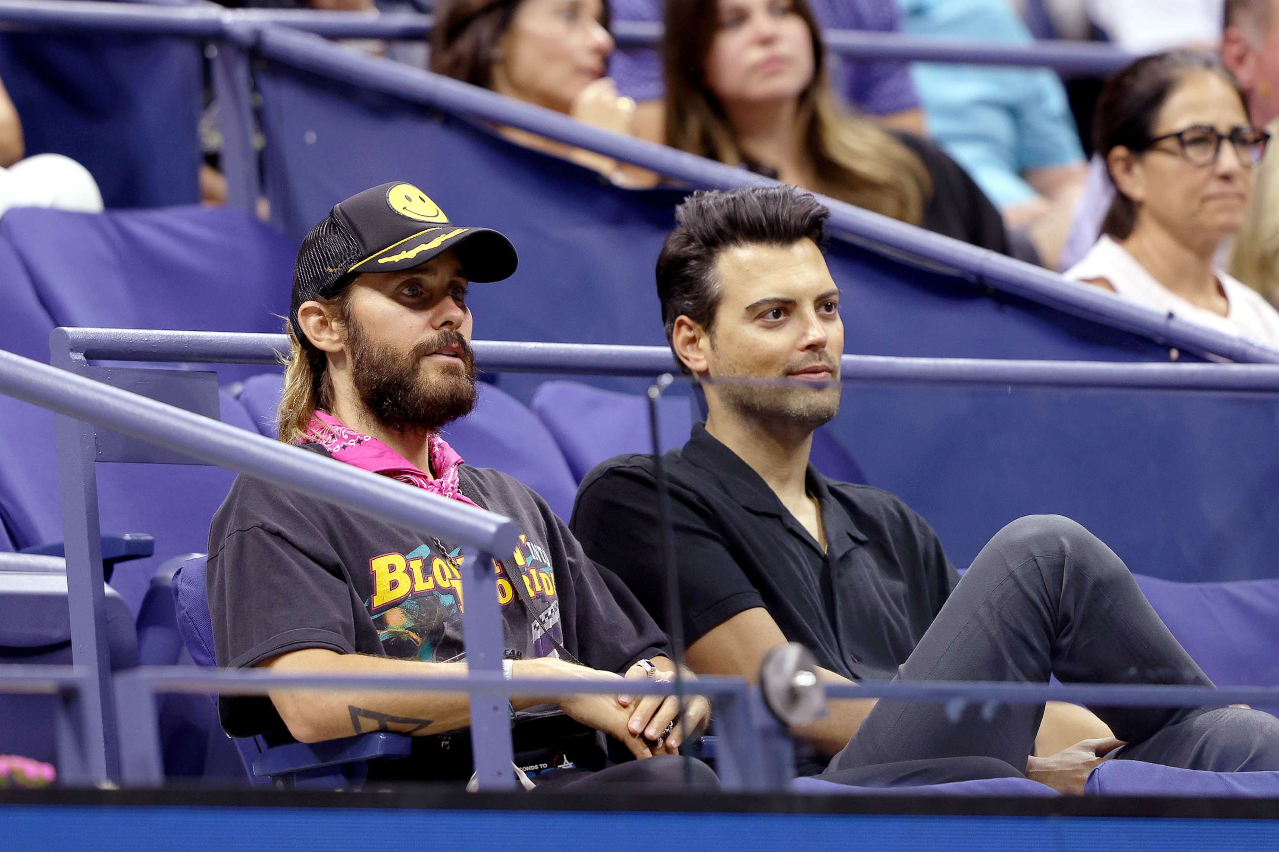PHOTO: Jared Leto (left) attends the Women's Singles Second Round match between Anett Kontaveit of Estonia and Serena Williams of the United States on Day 3 of the U.S. Open in New York, Aug. 31, 2022.