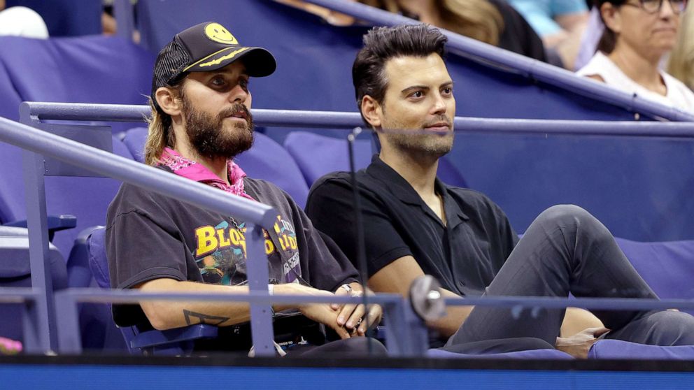 PHOTO: Jared Leto (left) attends the Women's Singles Second Round match between Anett Kontaveit of Estonia and Serena Williams of the United States on Day 3 of the U.S. Open in New York, Aug. 31, 2022.