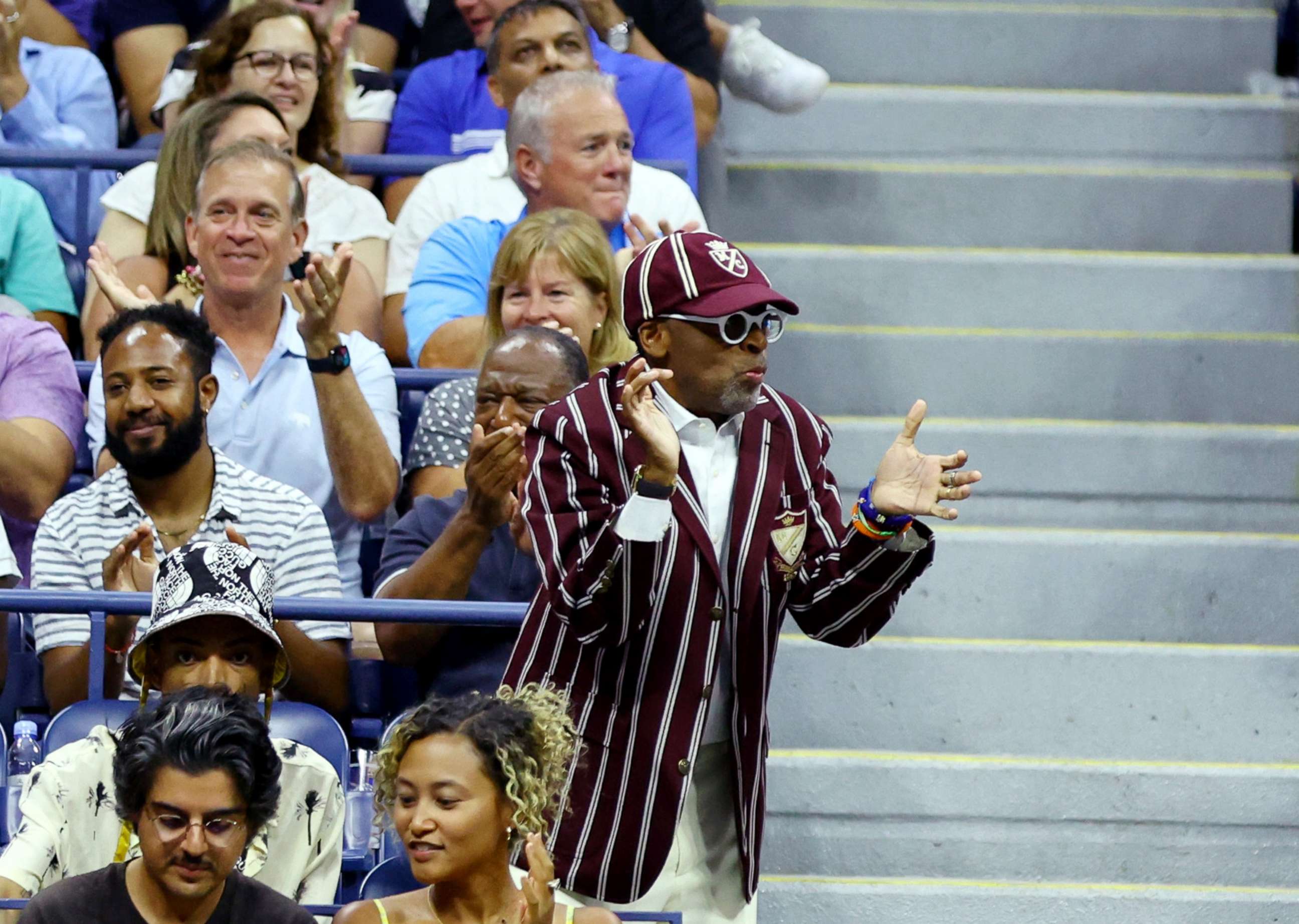 PHOTO: Film director Spike Lee reacts in the stand during the second round match between Serena Williams of the U.S. and Estonia's Anett Kontaveit during the U.S. Open in New York, Aug. 31, 2022.