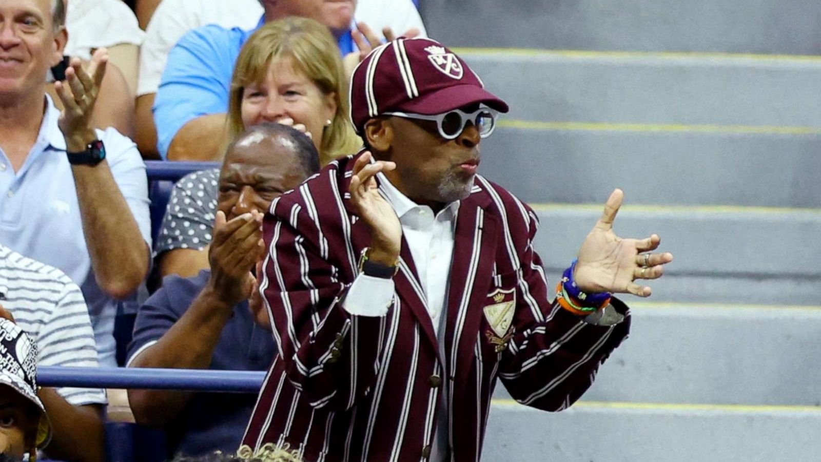 PHOTO: Film director Spike Lee reacts in the stand during the second round match between Serena Williams of the U.S. and Estonia's Anett Kontaveit during the U.S. Open in New York, Aug. 31, 2022.