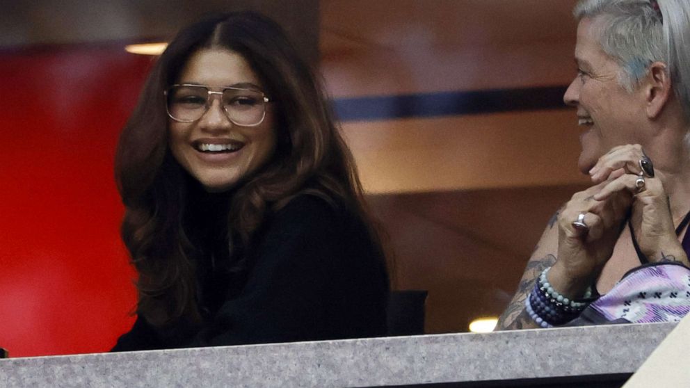 PHOTO: Actress Zendaya takes in the match between Serena Willams of the USA and Anett Kontaveite of Estonia during their second round match of the US Open in New York, Aug. 31., 2022.