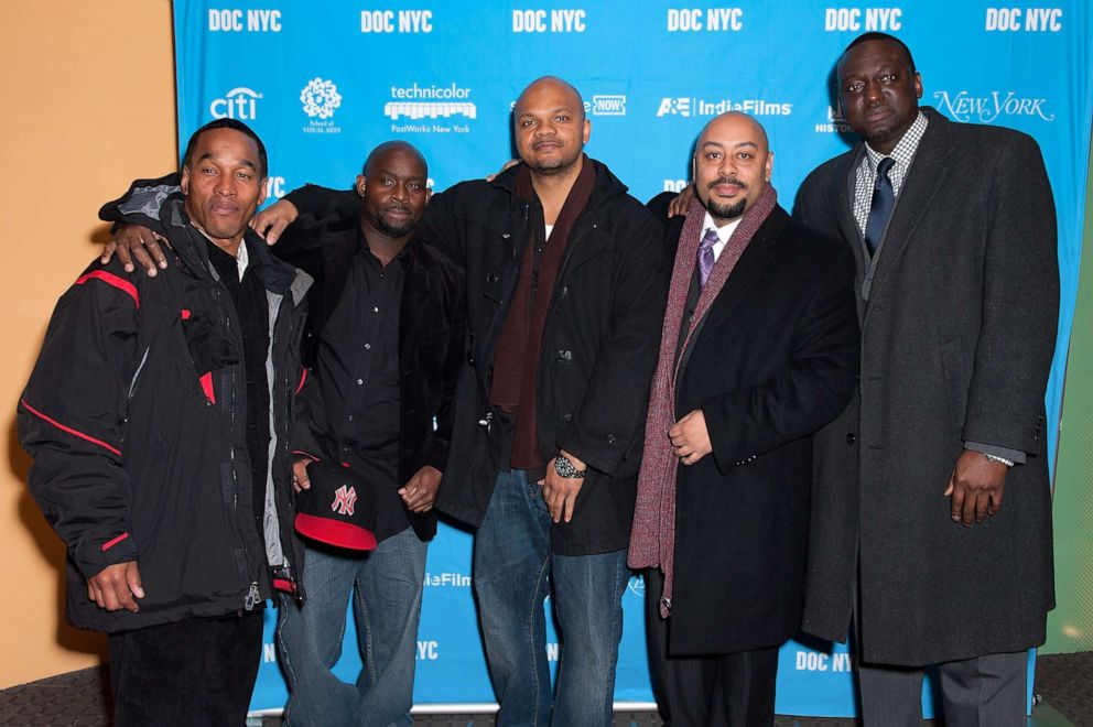 PHOTO: Korey Wise, Antron McCray, Kevin Richardson, Raymond Santana, and Yusef Salaam attend the 2012 NYC Doc Festival Closing Night Screening Of "The Central Park Five" at SVA Theater on Nov. 15, 2012 in New York City. 