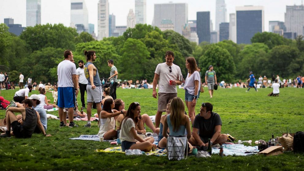 PHOTO: People gather in Central Park in New York on May 22, 2021.