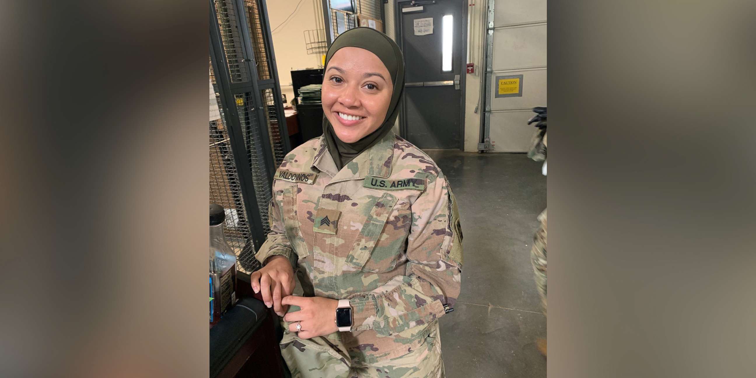 PHOTO: Spc. Cesilia Valdovinos, pictured in an undated handout photo, is considering legal options in reference to harassment she says she has faced over her religion.