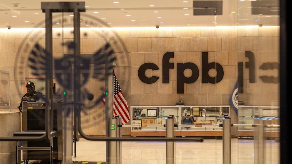 PHOTO: A security officer works inside of the Consumer Financial Protection Bureau headquarters Feb. 10, 2025, in Washington.
