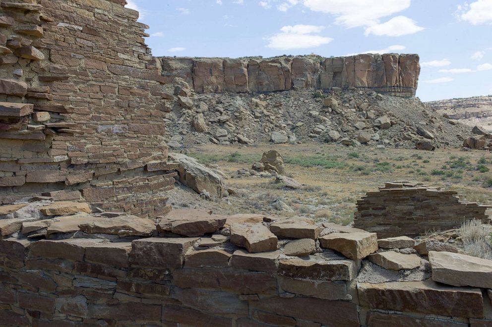 PHOTO: Ancient Pueblo ruins are preserved in the remote desert of central New Mexico, Aug.20, 2019, at the Chaco National Monument. 
