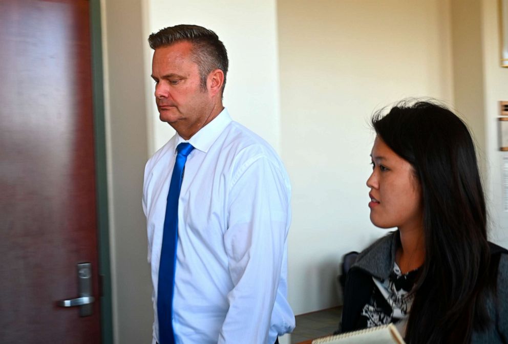 PHOTO: In this Friday, Feb. 21, 2020 photo, Chad Daybell, Lori Vallow's current husband, walks into court for his wife's hearing on child abandonment and other charges in Lihue, Hawaii.