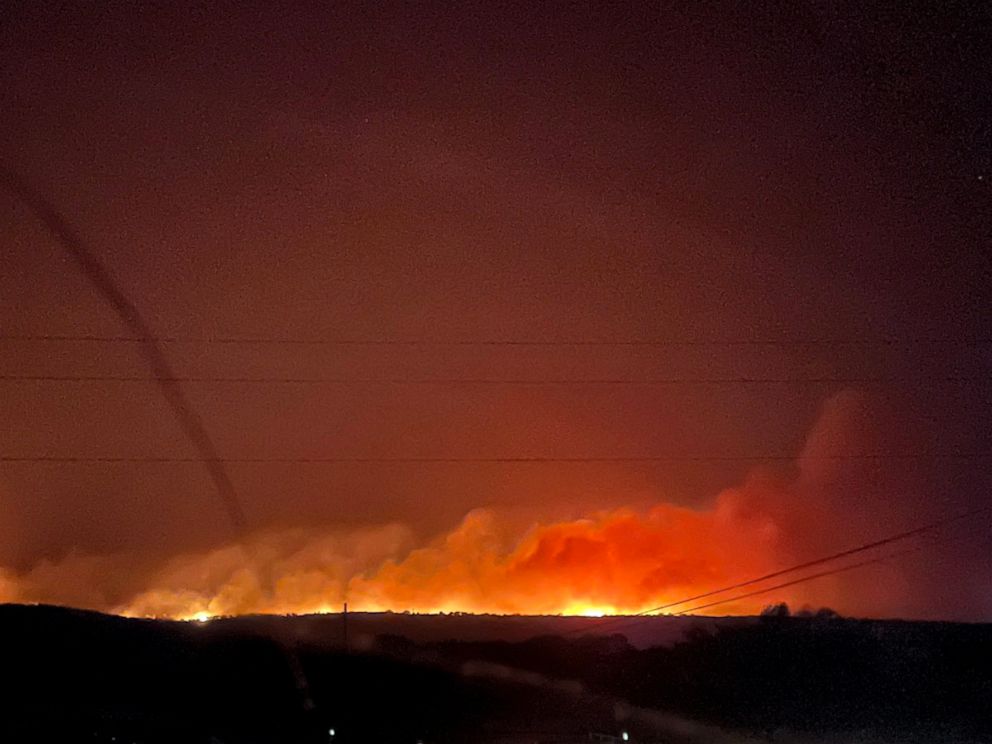 PHOTO: Night glow from the Chalk Mountain Fire in Somervell County on July 18, 2022.