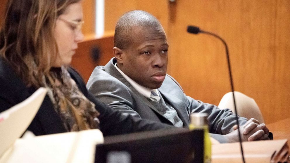 Defendant Chanel Lewis, right, sits at the defense table before the Queens Borough Supreme Court of New York on the sixth day of her retrial for the murder of Karina Vetrano on March 26 2019.