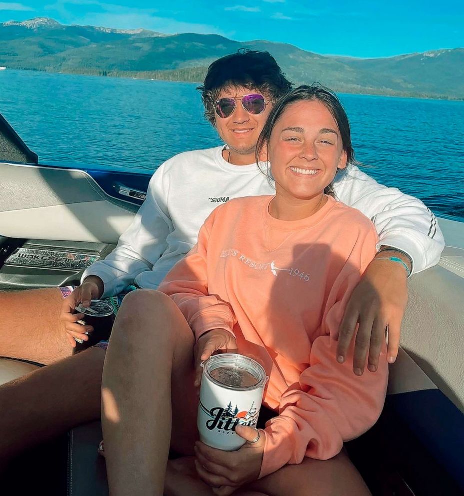 PHOTO: University of Idaho students Ethan Chapin and Xana Kernodle, right, on a boat in Idaho, in an family photo taken in July 2022.