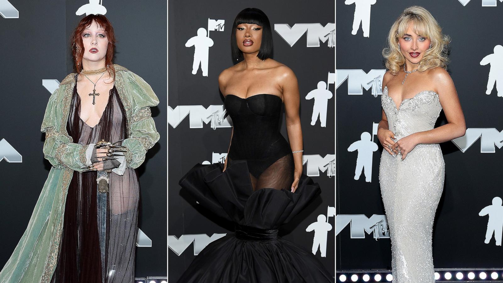 PHOTO: Chappell Roan, Megan Thee Stallion, and Sabrina Carpenter attend the 2024 MTV Video Music Awards at UBS Arena on Sept. 11, 2024, in Elmont, New York.