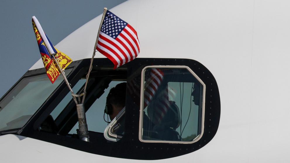 PHOTO: A plane carrying King Charles III and Queen Camila taxis on day one of their State Visit to the United States, April 27, 2026 at Joint Base Andrews, Maryland.