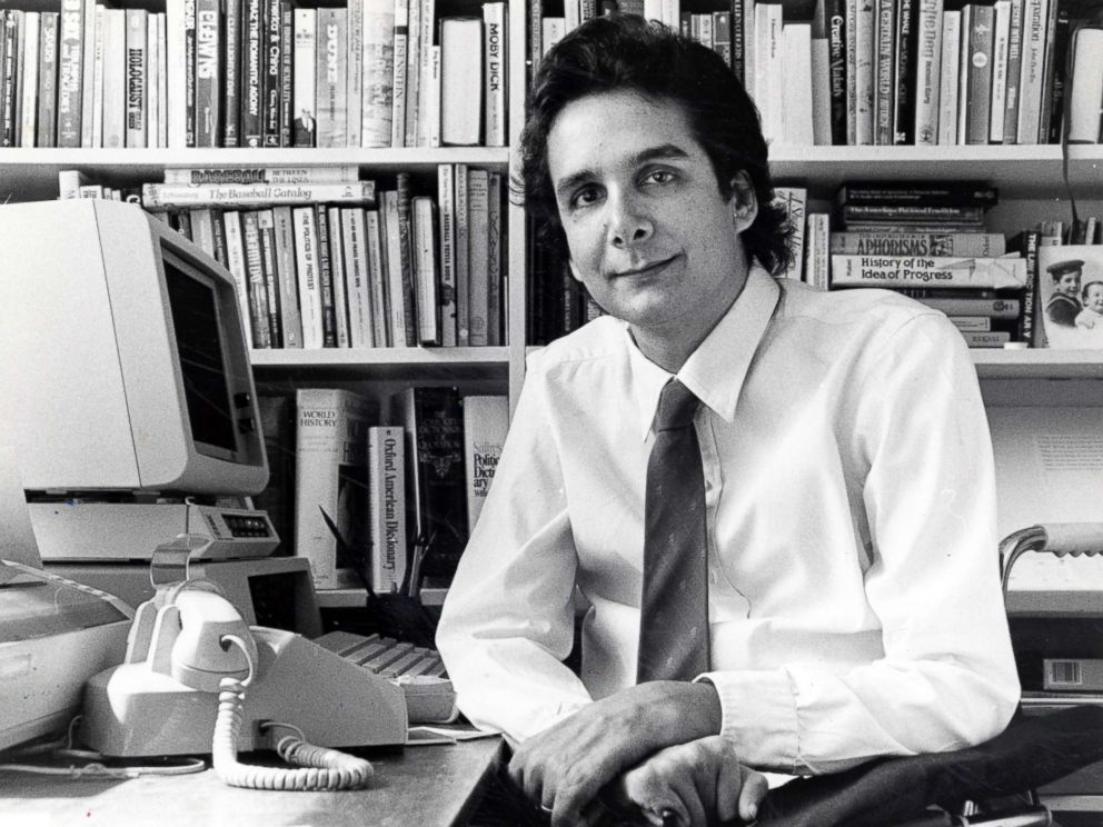PHOTO: Charles Krauthammer, columnist for the Washington Post poses at a desk on March 16, 1985 in Washington.