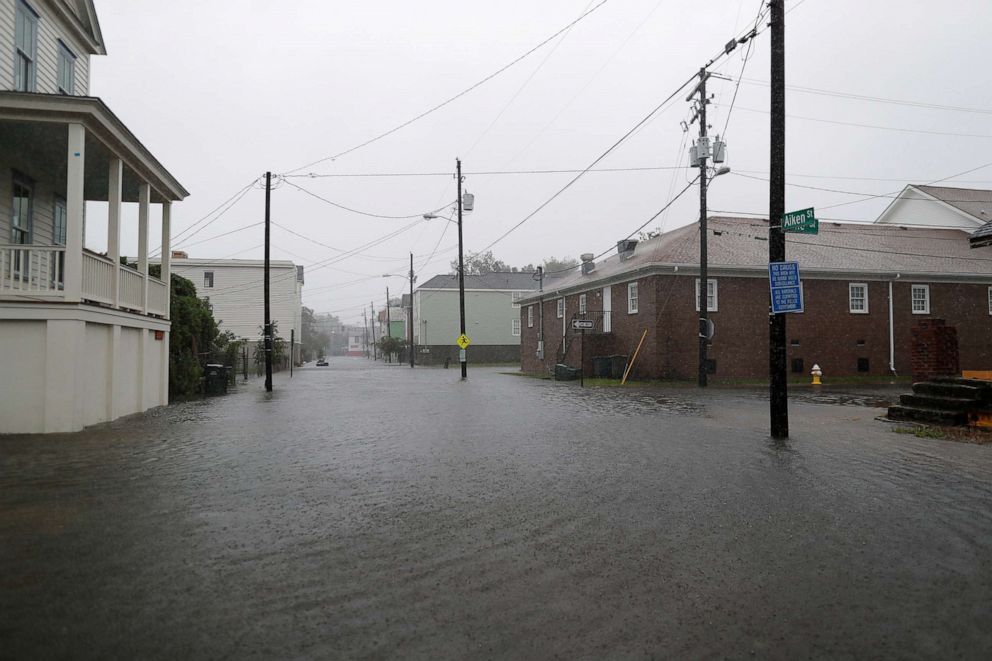 PHOTO: Aiken Street is flooded during Hurricane Dorian in Charleston, S.C., Sept. 5, 2019.