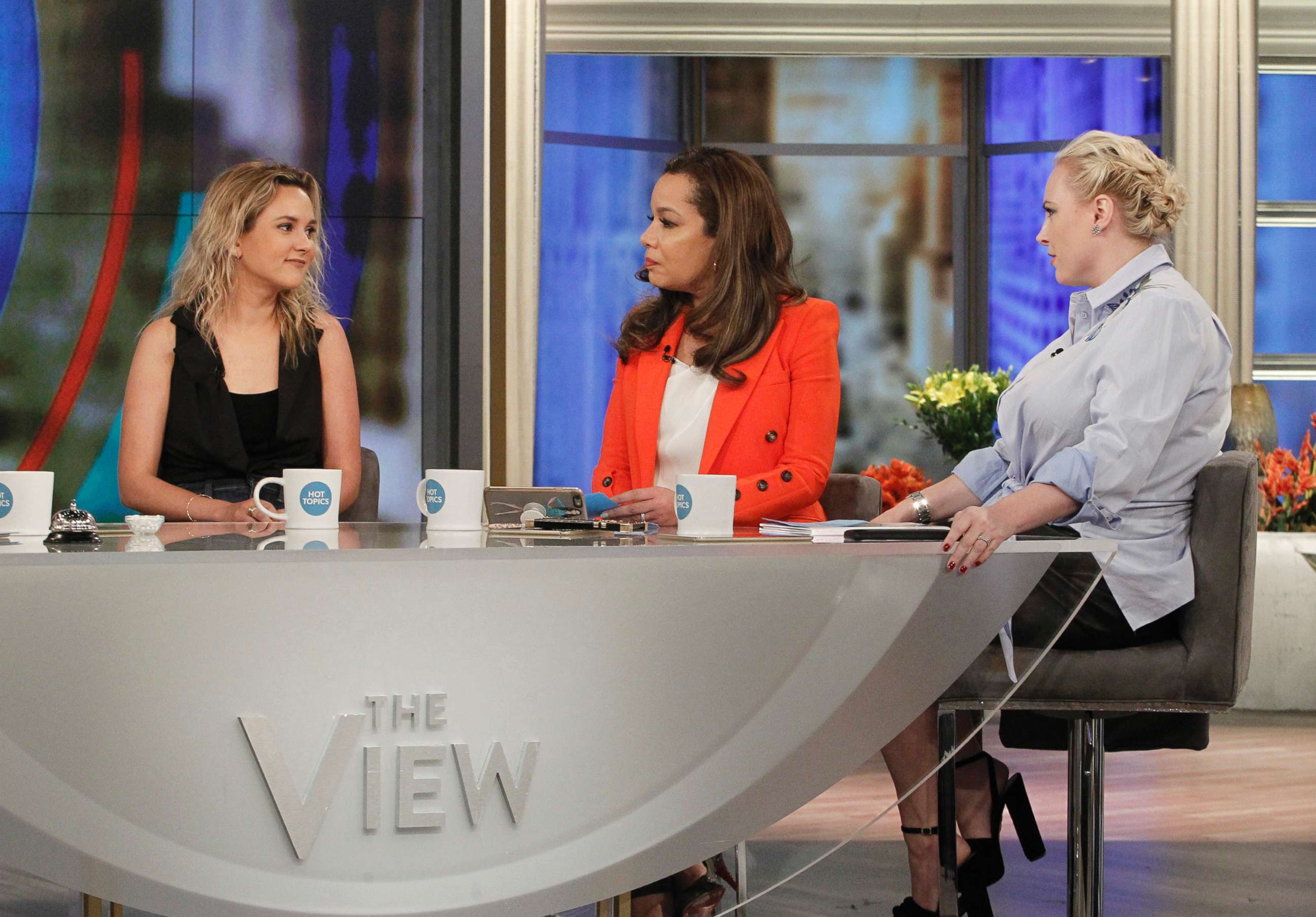 PHOTO: From left, author and daughter of the Vice President, Charlotte Pence talks with on ABC's Sunny Hostin and Meghan McCain on "The View," March 20, 2018.