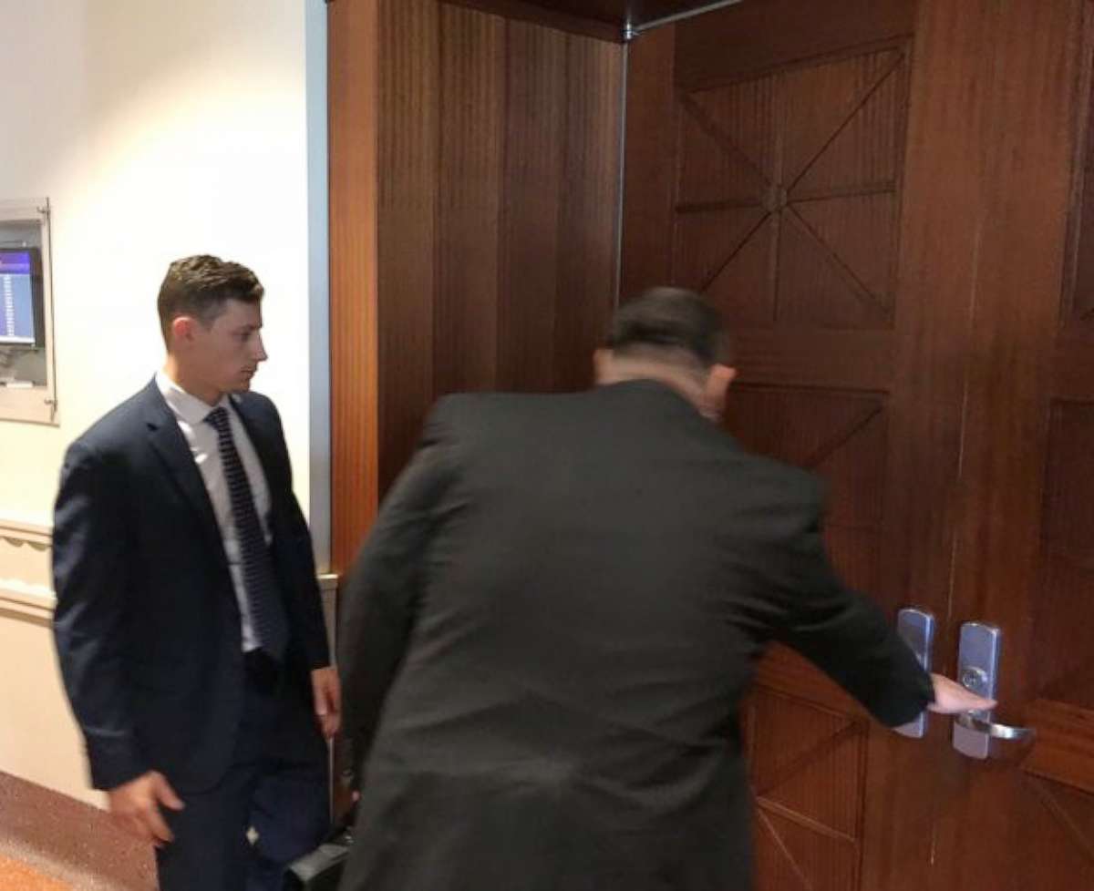 PHOTO: FBI agent Chase Bishop, 29, makes his first appearance in the Denver courthouse after he was charged with second-degree assault, June 13, 2018.
