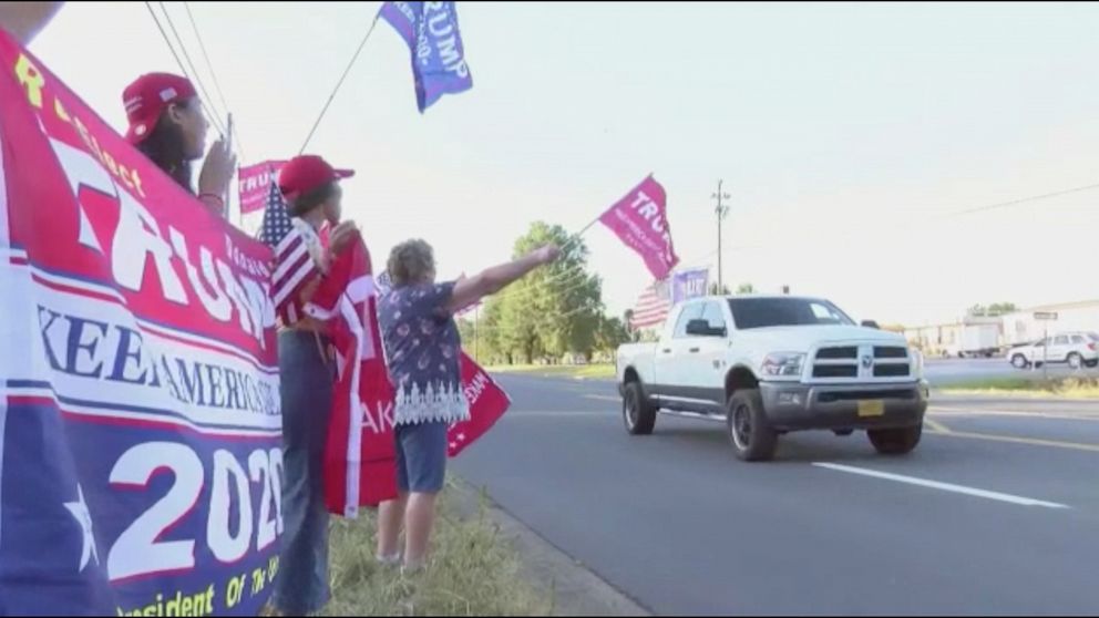 PHOTO: Residents came out to support the North Stanly High School cheerleaders after they were disciplined for posing with this sign.