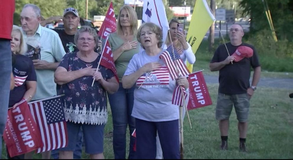 PHOTO: Residents came out to support the North Stanly High School cheerleaders after they were disciplined for posing with this sign.