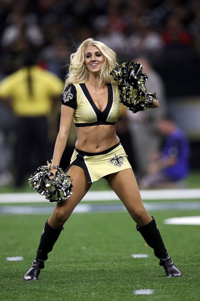 PHOTO: Bailey Davis a Saints cheerleader perform at the Mercedes-Benz Superdome, Sept. 17, 2017, in New Orleans. 