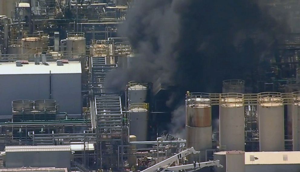 PHOTO: A chemical plant explosion in Crosby, Texas on April 2, 2019.