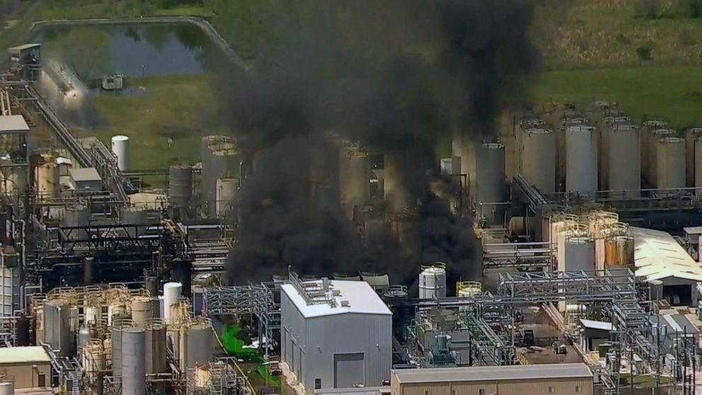 PHOTO: A chemical plant explosion in Crosby, Texas on April 2, 2019.