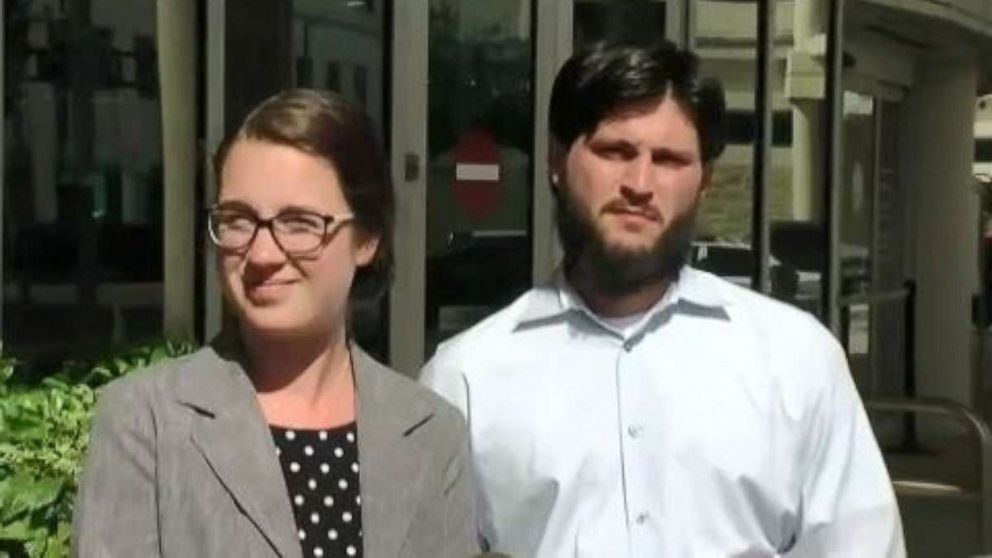 PHOTO: Taylor Bland-Ball and Joshua McAdams are seen at a press conference after a judge ruled their child would receive chemotherapy.