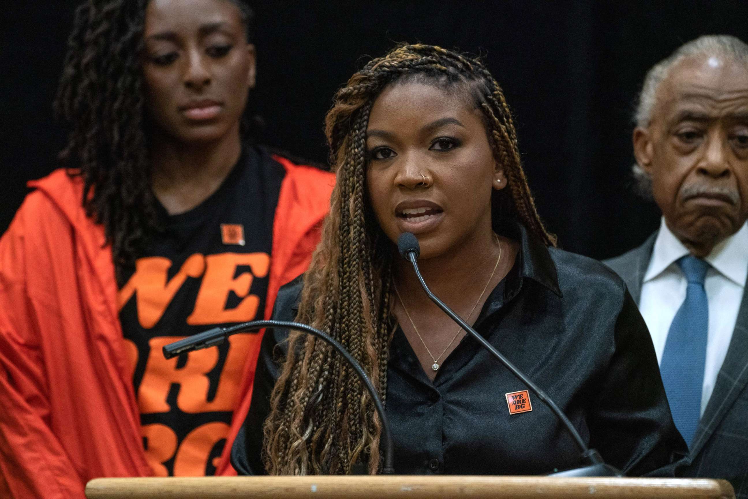 PHOTO: Cherelle Griner, wife of professional basketball player Brittney Griner, speaks during a press conference on July 8, 2022, in Chicago, in support of Griner's release from prison in Russia.