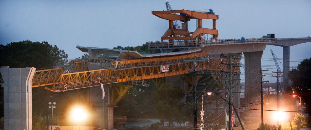PHOTO: In this June 21, 2012 file photo of the South Norfolk Jordan Bridge a segment from the bridge construction dropped onto the railroad tracks below in Virginia.