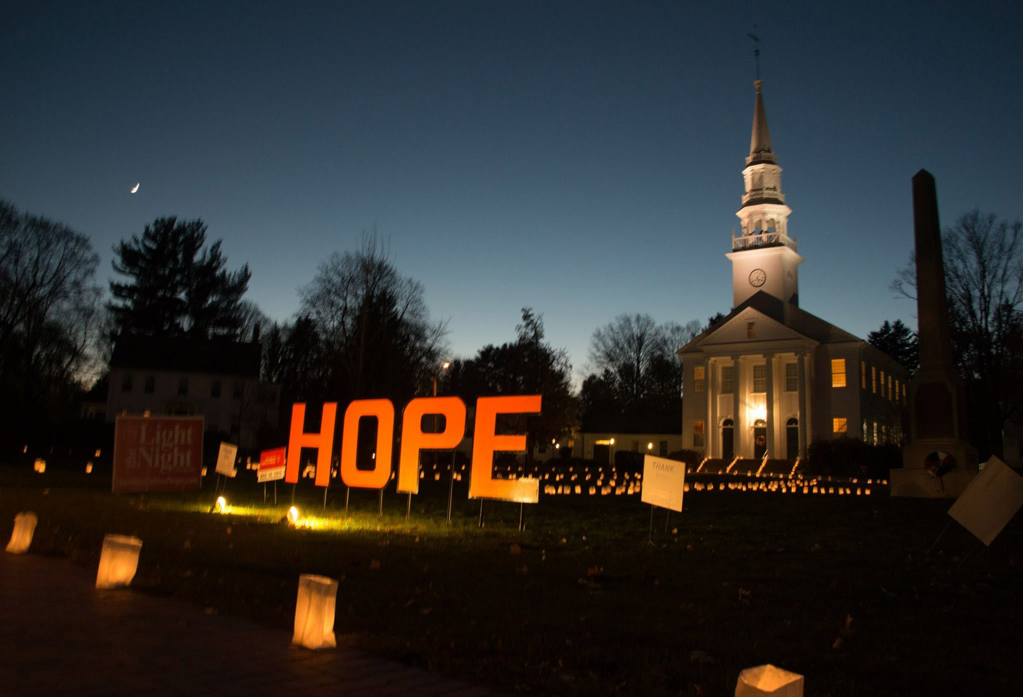 PHOTO: Luminaries set up by the Cheshire's Lights of Hope organization in Cheshire, Conn., are seen in an undated handout photo.