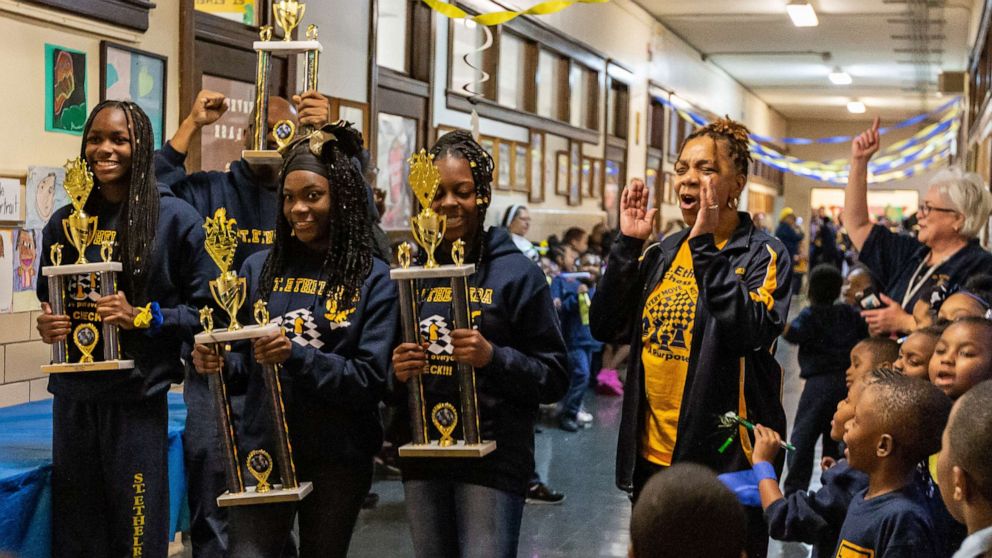 VIDEO: All-girls chess team gets pep rally after historic victories