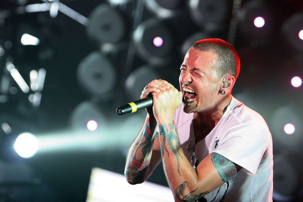 PHOTO: Chester Bennington of Linkin Park performs during the Live Earth concert at Makuhari Messe, Chiba on July 7, 2007, in Tokyo.