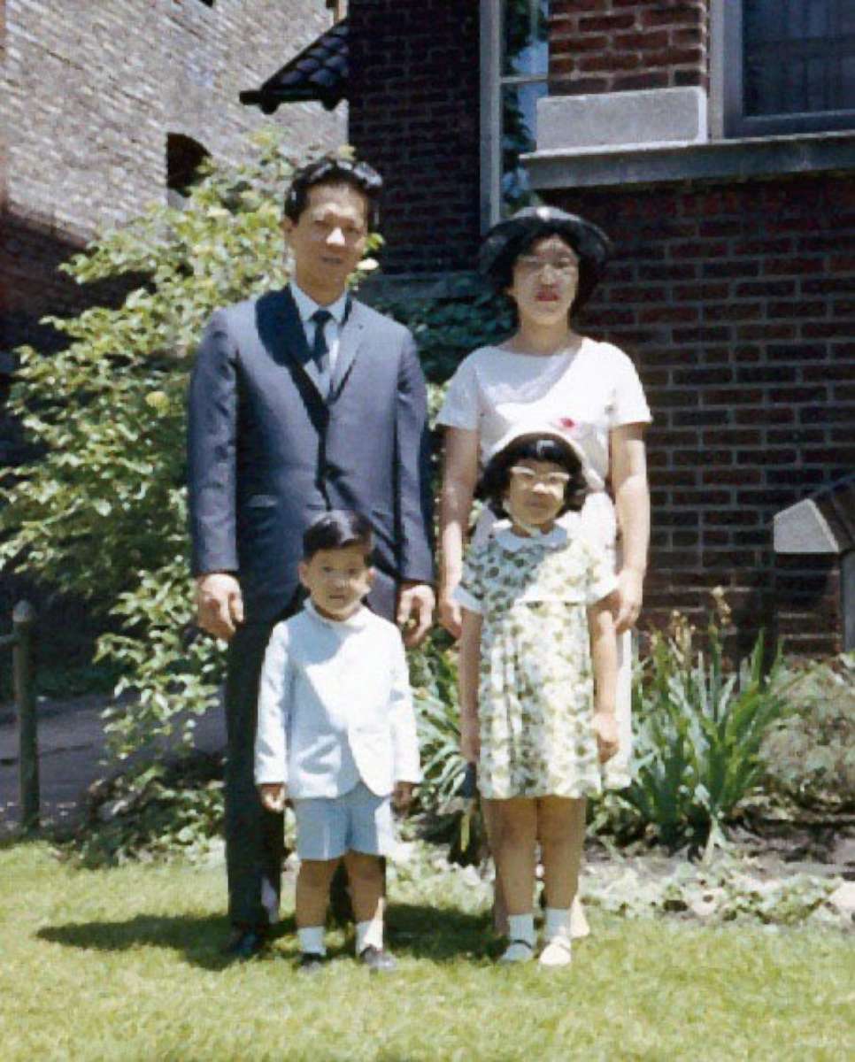 PHOTO: Art, Betty, Bekki and Brian Shibayama in front of their apartment building in Chicago, 1964.